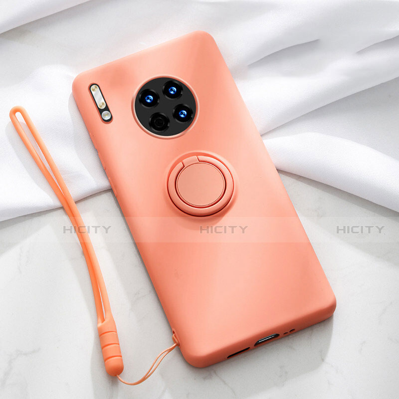 Coque Ultra Fine Silicone Souple Housse Etui avec Support Bague Anneau Aimante Magnetique T01 pour Huawei Mate 30 5G Orange Plus