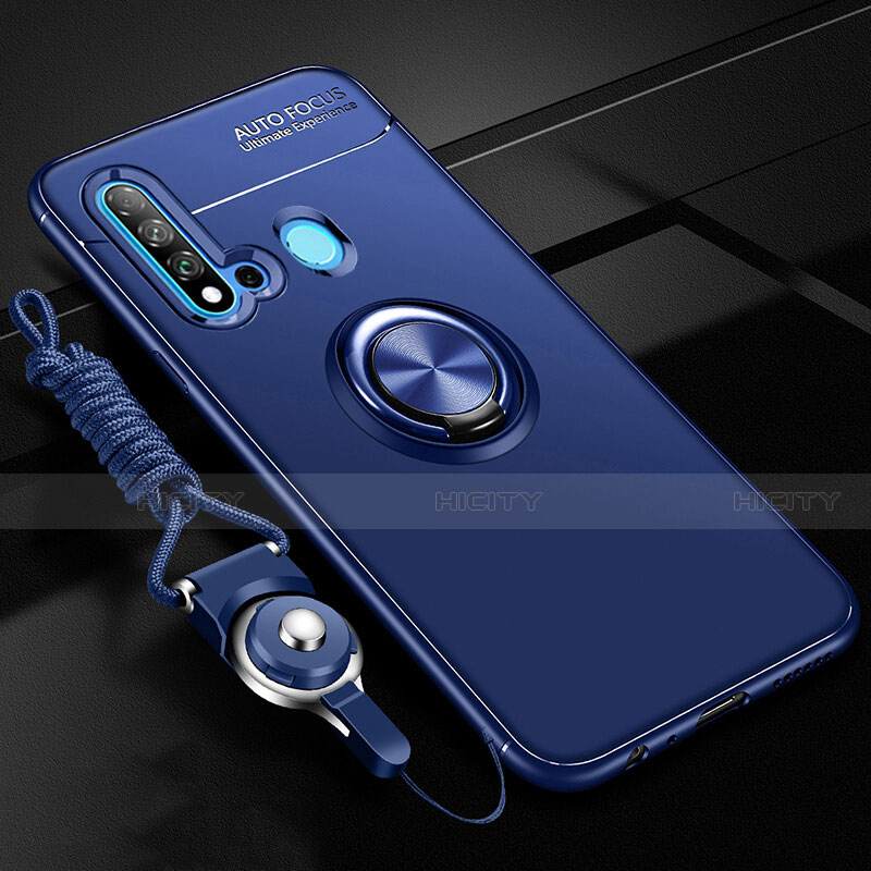 Coque Ultra Fine Silicone Souple Housse Etui avec Support Bague Anneau Aimante Magnetique T01 pour Huawei Nova 5i Bleu Plus