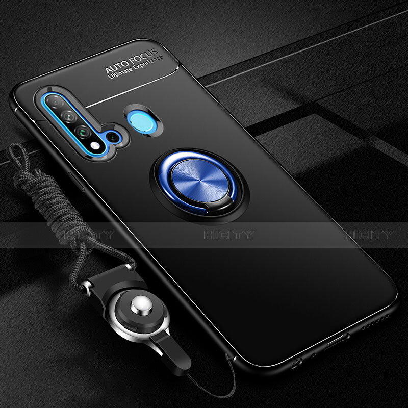 Coque Ultra Fine Silicone Souple Housse Etui avec Support Bague Anneau Aimante Magnetique T01 pour Huawei Nova 5i Bleu et Noir Plus