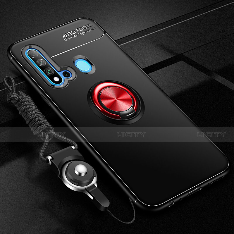 Coque Ultra Fine Silicone Souple Housse Etui avec Support Bague Anneau Aimante Magnetique T01 pour Huawei Nova 5i Rouge et Noir Plus