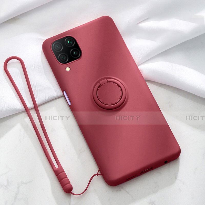 Coque Ultra Fine Silicone Souple Housse Etui avec Support Bague Anneau Aimante Magnetique T01 pour Huawei Nova 6 SE Vin Rouge Plus