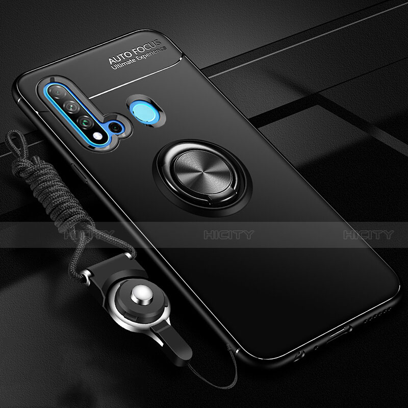 Coque Ultra Fine Silicone Souple Housse Etui avec Support Bague Anneau Aimante Magnetique T01 pour Huawei P20 Lite (2019) Noir Plus