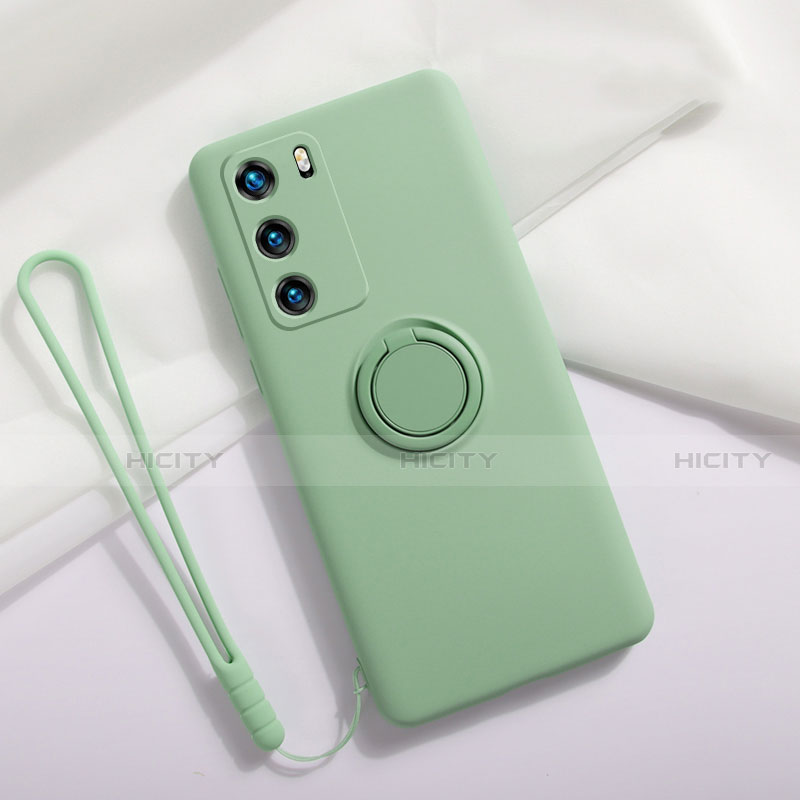 Coque Ultra Fine Silicone Souple Housse Etui avec Support Bague Anneau Aimante Magnetique T01 pour Huawei P40 Vert Plus