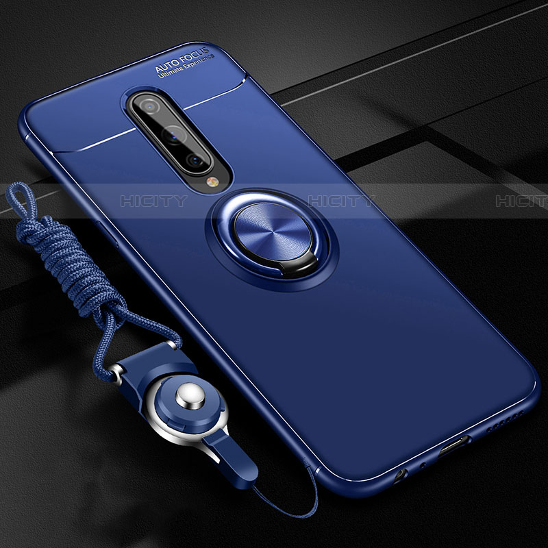 Coque Ultra Fine Silicone Souple Housse Etui avec Support Bague Anneau Aimante Magnetique T01 pour OnePlus 8 Bleu Plus