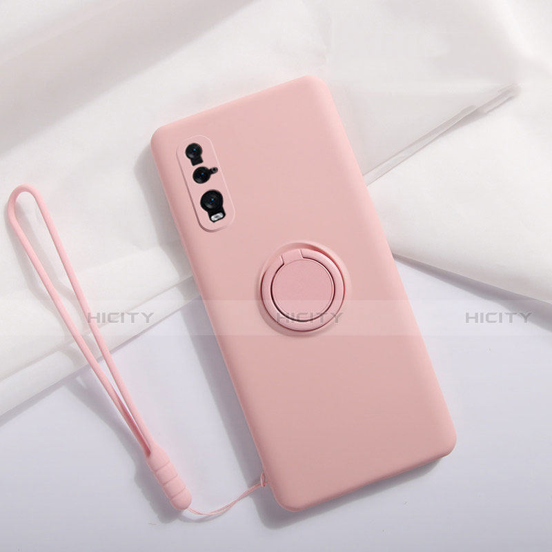 Coque Ultra Fine Silicone Souple Housse Etui avec Support Bague Anneau Aimante Magnetique T01 pour Oppo Find X2 Plus