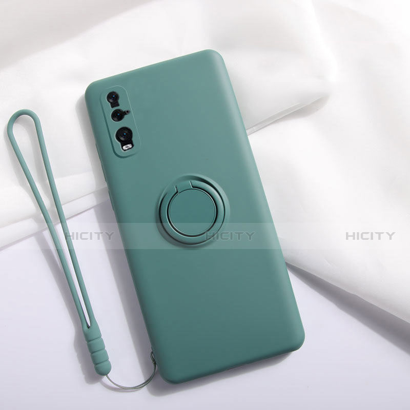 Coque Ultra Fine Silicone Souple Housse Etui avec Support Bague Anneau Aimante Magnetique T01 pour Oppo Find X2 Vert Plus