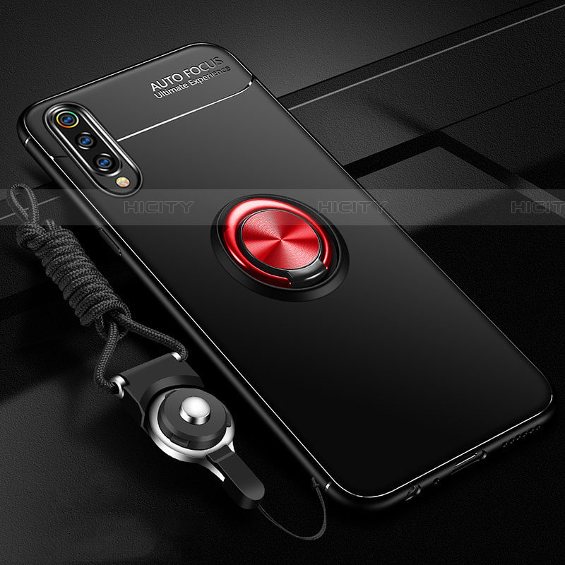 Coque Ultra Fine Silicone Souple Housse Etui avec Support Bague Anneau Aimante Magnetique T01 pour Samsung Galaxy A70 Rouge et Noir Plus