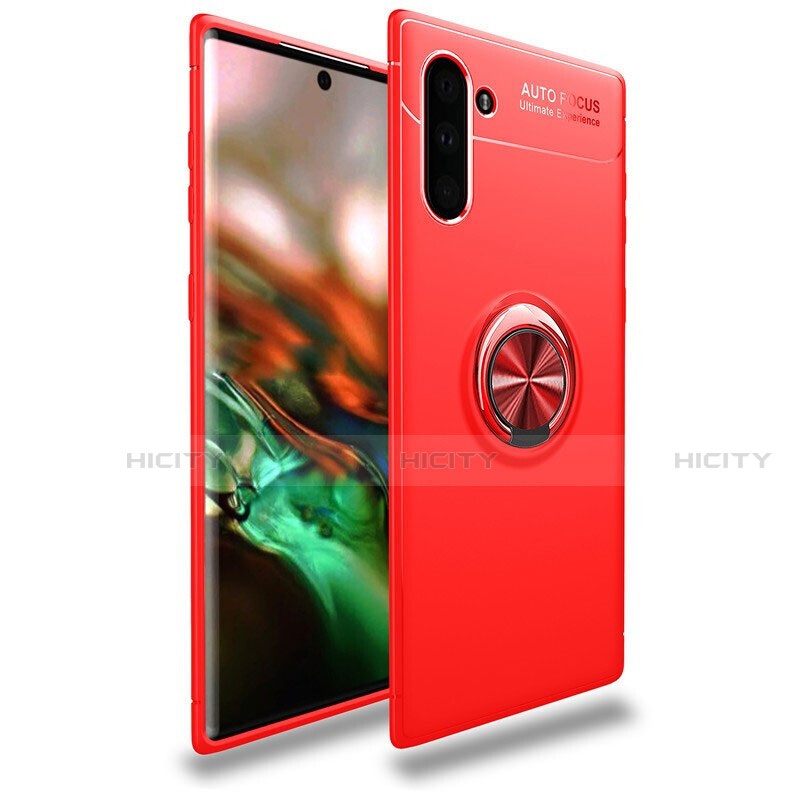 Coque Ultra Fine Silicone Souple Housse Etui avec Support Bague Anneau Aimante Magnetique T01 pour Samsung Galaxy Note 10 5G Rouge Plus