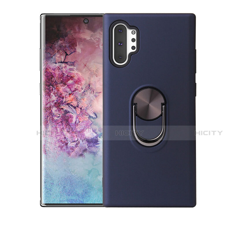 Coque Ultra Fine Silicone Souple Housse Etui avec Support Bague Anneau Aimante Magnetique T01 pour Samsung Galaxy Note 10 Plus 5G Bleu Plus