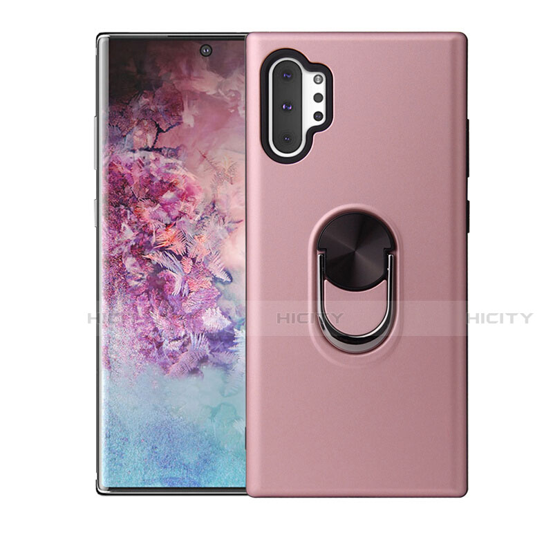 Coque Ultra Fine Silicone Souple Housse Etui avec Support Bague Anneau Aimante Magnetique T01 pour Samsung Galaxy Note 10 Plus Or Rose Plus