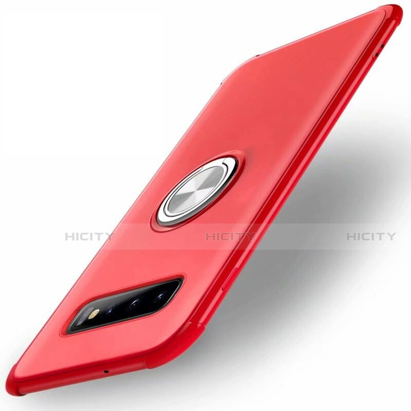 Coque Ultra Fine Silicone Souple Housse Etui avec Support Bague Anneau Aimante Magnetique T01 pour Samsung Galaxy S10 5G Rouge Plus