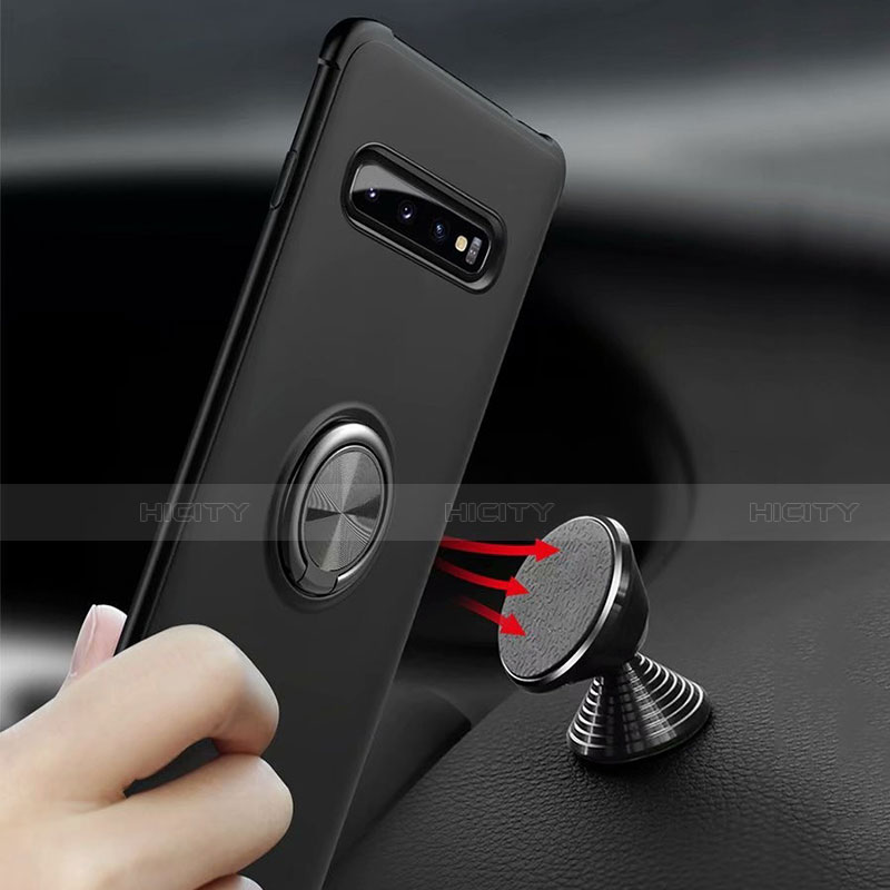 Coque Ultra Fine Silicone Souple Housse Etui avec Support Bague Anneau Aimante Magnetique T01 pour Samsung Galaxy S10 Plus