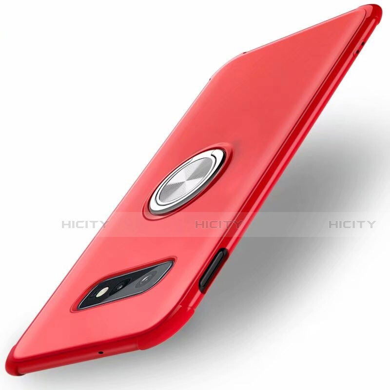 Coque Ultra Fine Silicone Souple Housse Etui avec Support Bague Anneau Aimante Magnetique T01 pour Samsung Galaxy S10e Rouge Plus