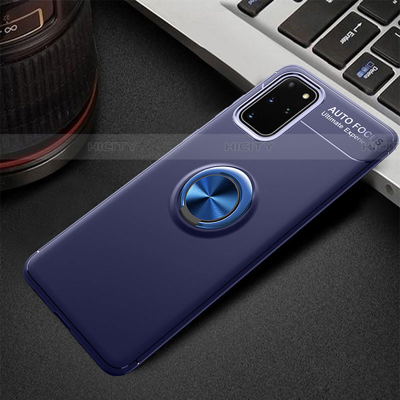 Coque Ultra Fine Silicone Souple Housse Etui avec Support Bague Anneau Aimante Magnetique T01 pour Samsung Galaxy S20 Plus 5G Bleu Plus