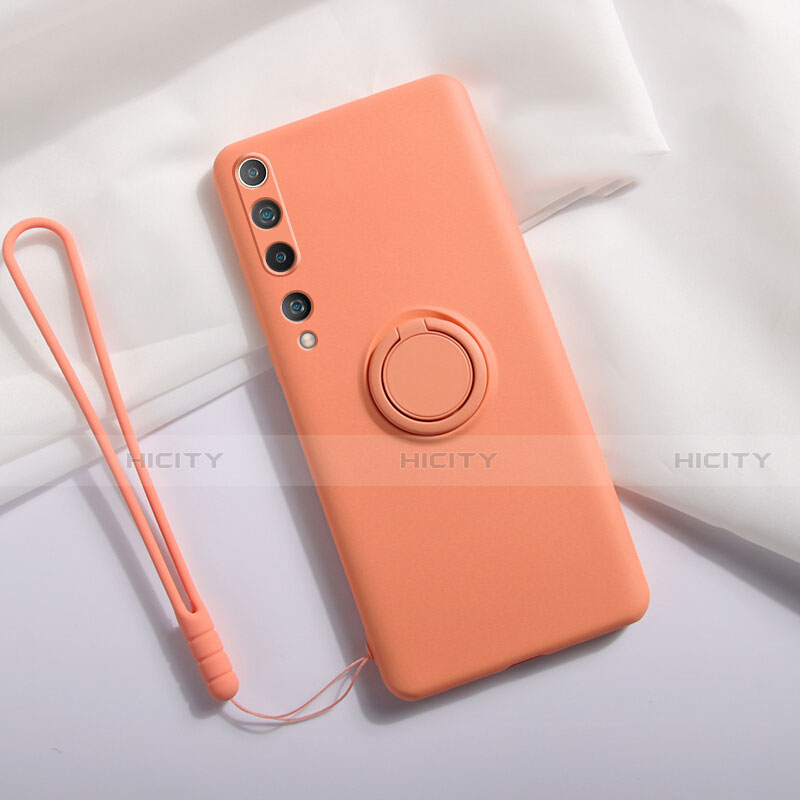 Coque Ultra Fine Silicone Souple Housse Etui avec Support Bague Anneau Aimante Magnetique T01 pour Xiaomi Mi 10 Orange Plus