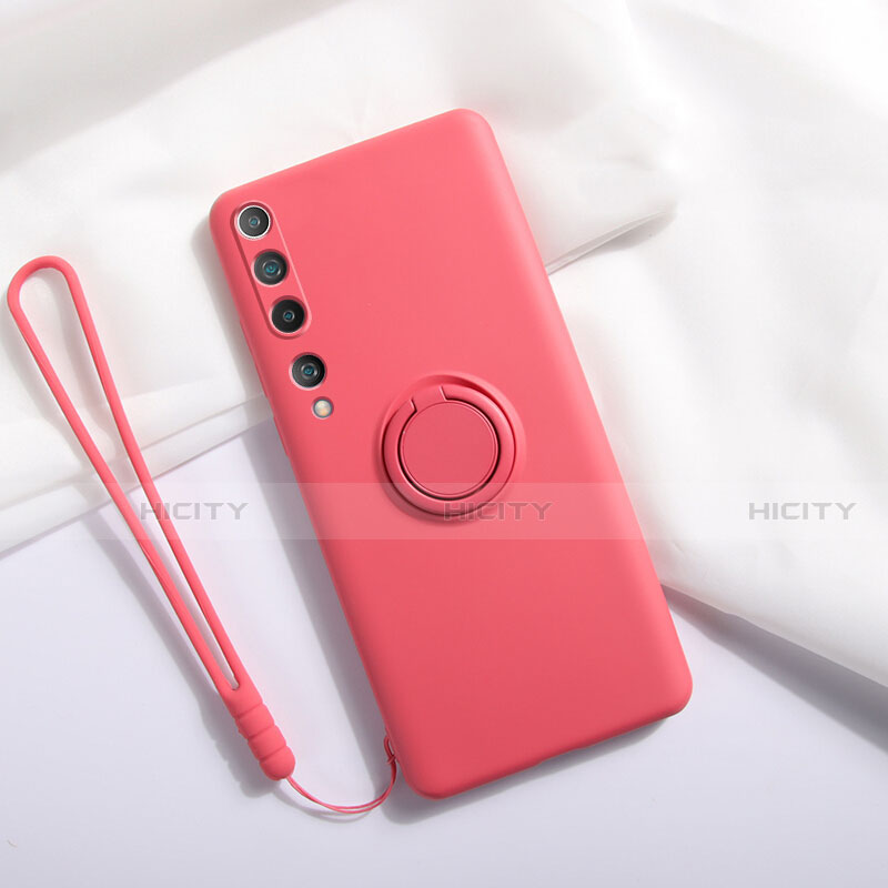 Coque Ultra Fine Silicone Souple Housse Etui avec Support Bague Anneau Aimante Magnetique T01 pour Xiaomi Mi 10 Rouge Plus