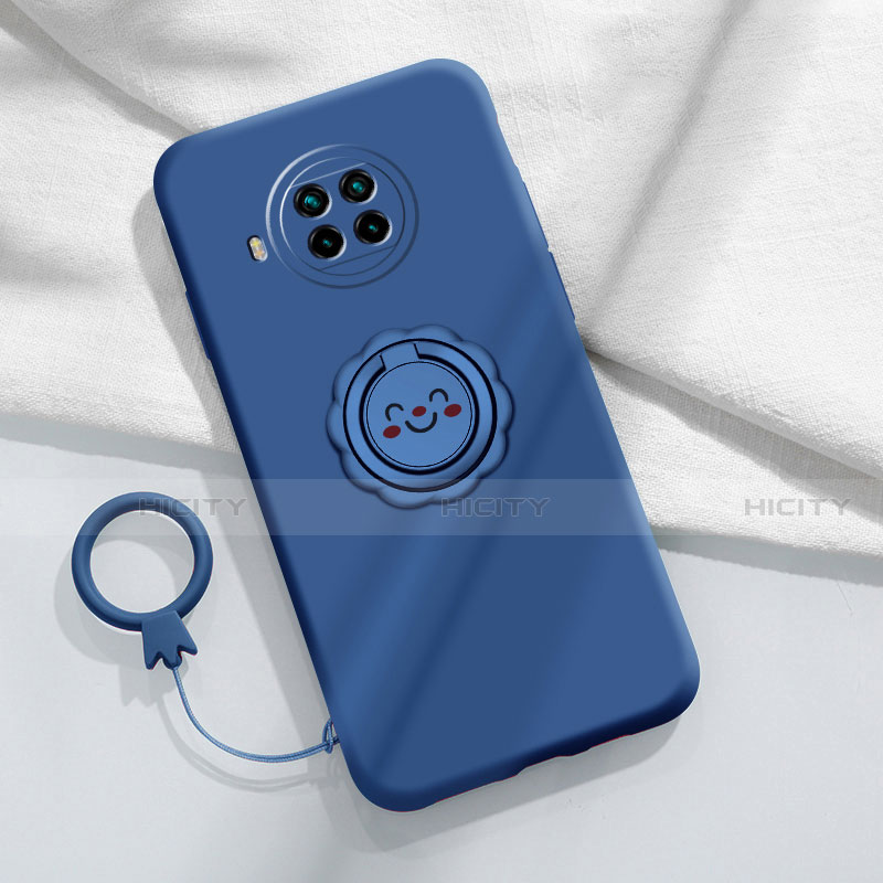 Coque Ultra Fine Silicone Souple Housse Etui avec Support Bague Anneau Aimante Magnetique T01 pour Xiaomi Mi 10i 5G Bleu Plus