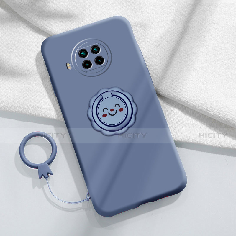 Coque Ultra Fine Silicone Souple Housse Etui avec Support Bague Anneau Aimante Magnetique T01 pour Xiaomi Mi 10i 5G Gris Lavende Plus