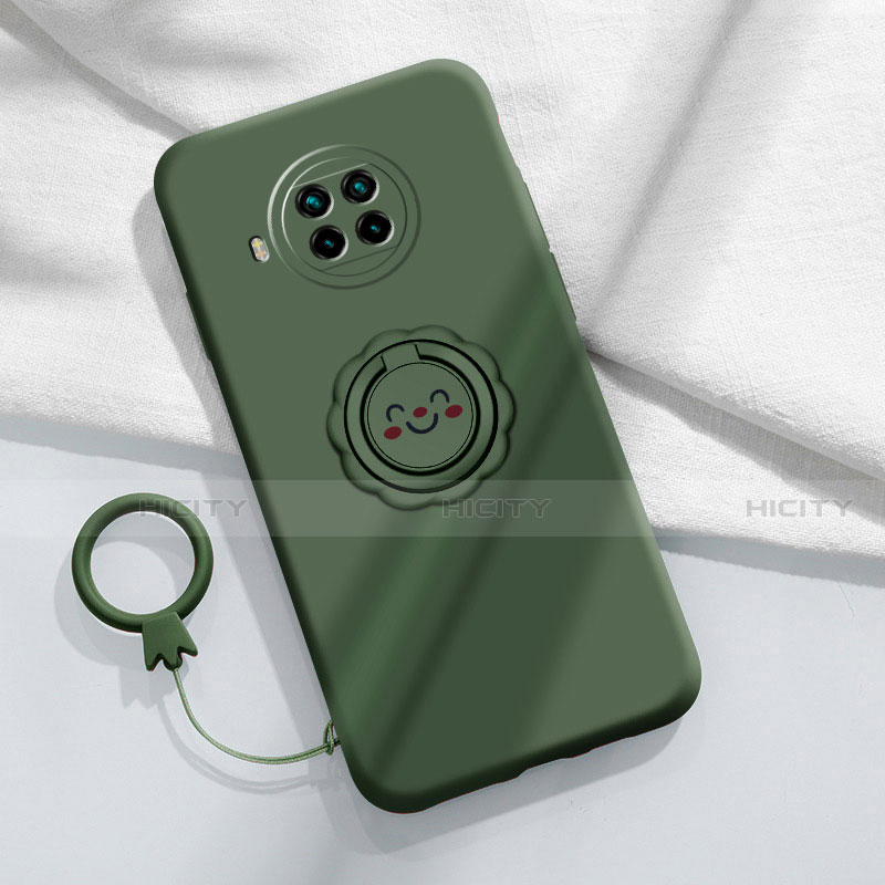 Coque Ultra Fine Silicone Souple Housse Etui avec Support Bague Anneau Aimante Magnetique T01 pour Xiaomi Mi 10i 5G Vert Nuit Plus