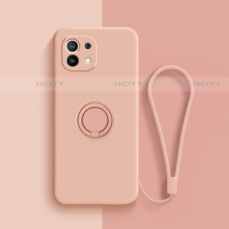 Coque Ultra Fine Silicone Souple Housse Etui avec Support Bague Anneau Aimante Magnetique T01 pour Xiaomi Mi 11 5G Rose Plus