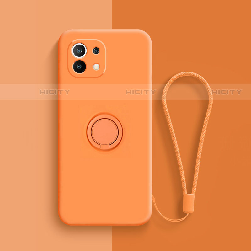Coque Ultra Fine Silicone Souple Housse Etui avec Support Bague Anneau Aimante Magnetique T01 pour Xiaomi Mi 11 Lite 5G NE Orange Plus