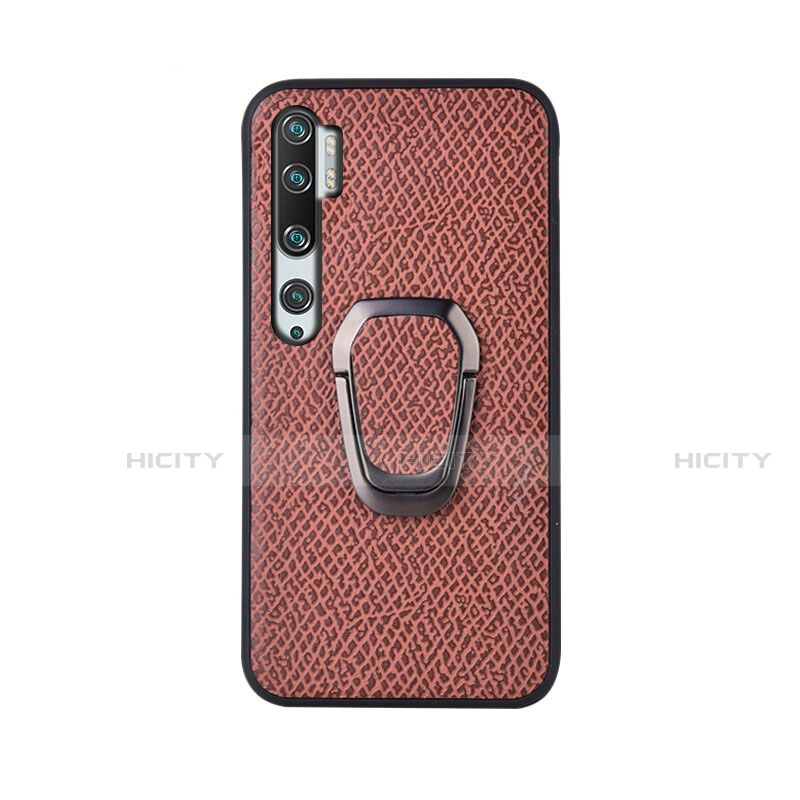 Coque Ultra Fine Silicone Souple Housse Etui avec Support Bague Anneau Aimante Magnetique T01 pour Xiaomi Mi Note 10 Marron Plus