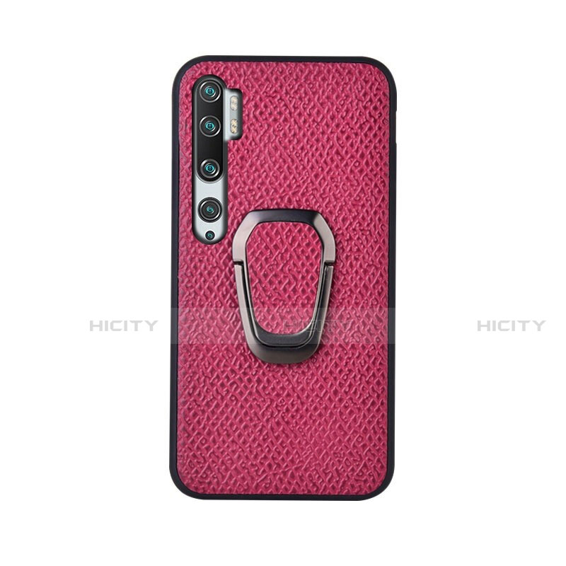 Coque Ultra Fine Silicone Souple Housse Etui avec Support Bague Anneau Aimante Magnetique T01 pour Xiaomi Mi Note 10 Pro Rose Rouge Plus