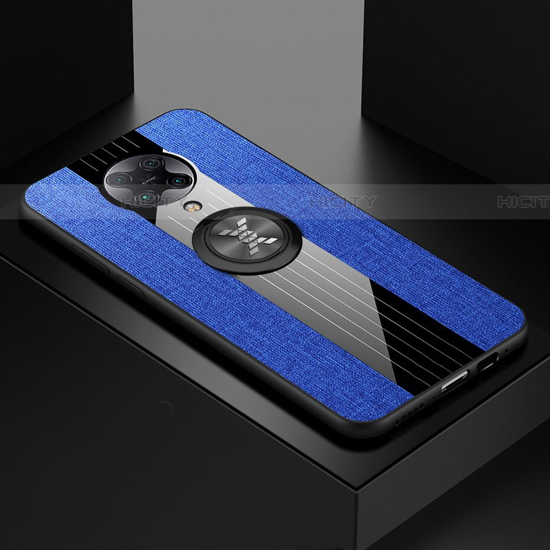 Coque Ultra Fine Silicone Souple Housse Etui avec Support Bague Anneau Aimante Magnetique T01 pour Xiaomi Poco F2 Pro Bleu Plus