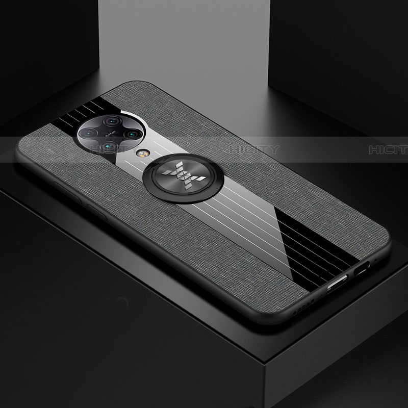 Coque Ultra Fine Silicone Souple Housse Etui avec Support Bague Anneau Aimante Magnetique T01 pour Xiaomi Poco F2 Pro Gris Plus