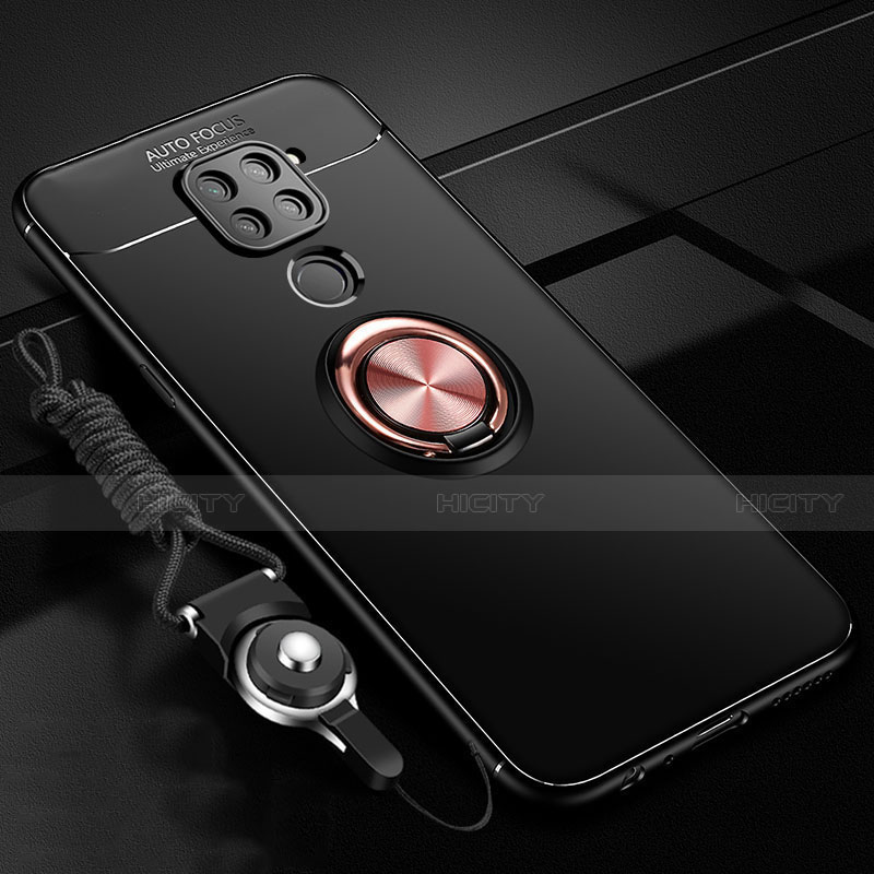 Coque Ultra Fine Silicone Souple Housse Etui avec Support Bague Anneau Aimante Magnetique T01 pour Xiaomi Redmi 10X 4G Or et Noir Plus