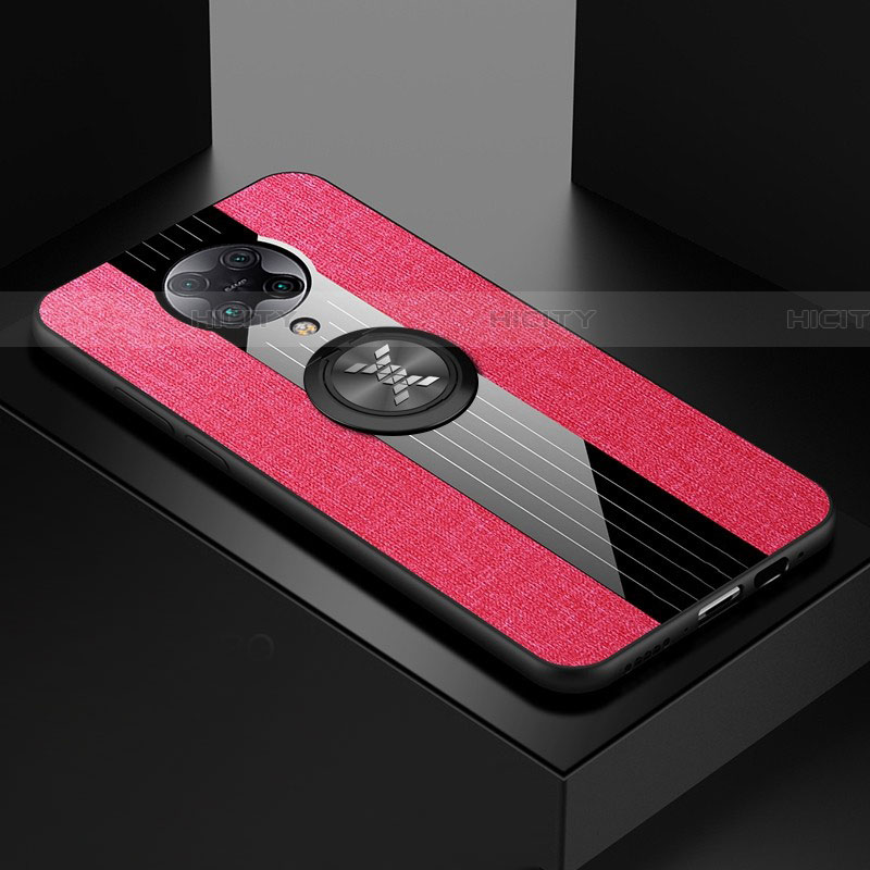 Coque Ultra Fine Silicone Souple Housse Etui avec Support Bague Anneau Aimante Magnetique T01 pour Xiaomi Redmi K30 Pro 5G Rose Rouge Plus