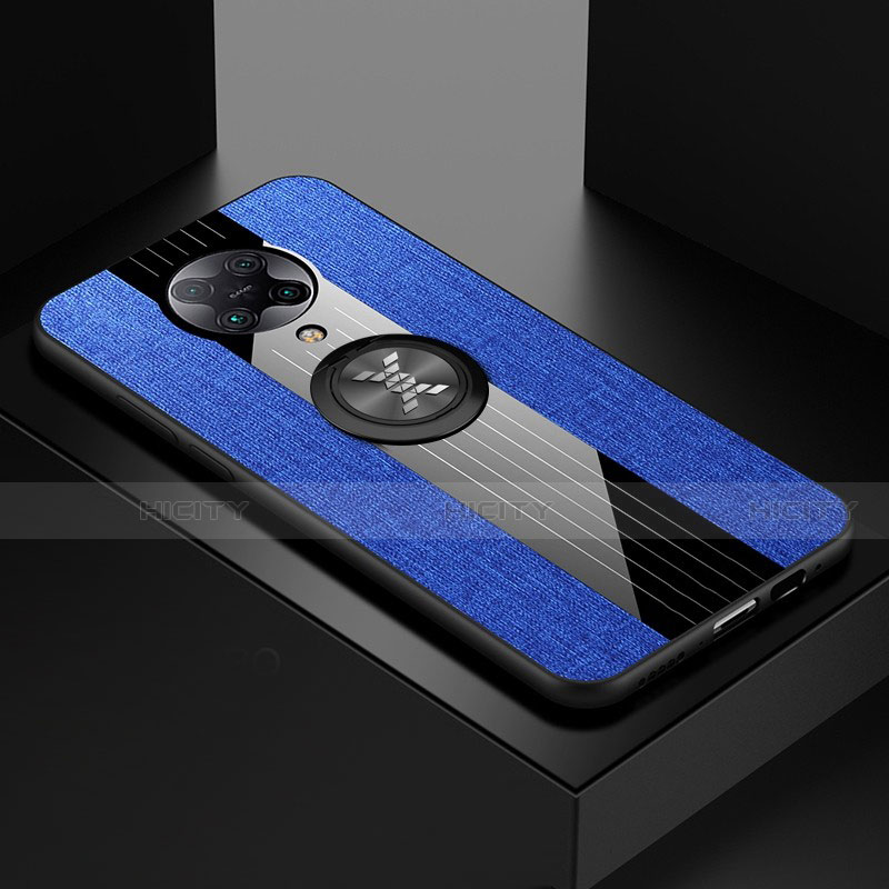 Coque Ultra Fine Silicone Souple Housse Etui avec Support Bague Anneau Aimante Magnetique T01 pour Xiaomi Redmi K30 Pro Zoom Bleu Plus