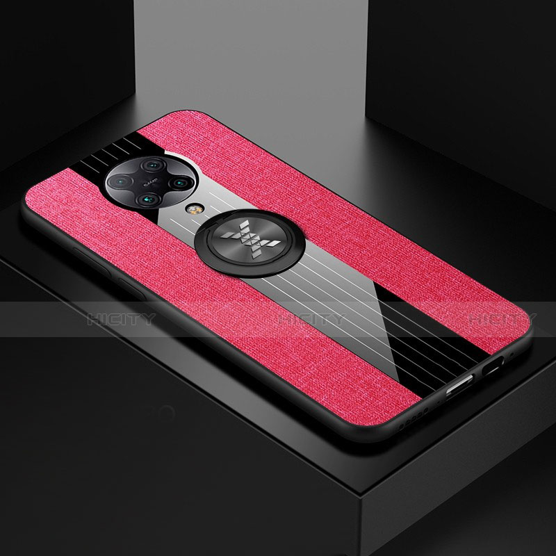 Coque Ultra Fine Silicone Souple Housse Etui avec Support Bague Anneau Aimante Magnetique T01 pour Xiaomi Redmi K30 Pro Zoom Rose Rouge Plus