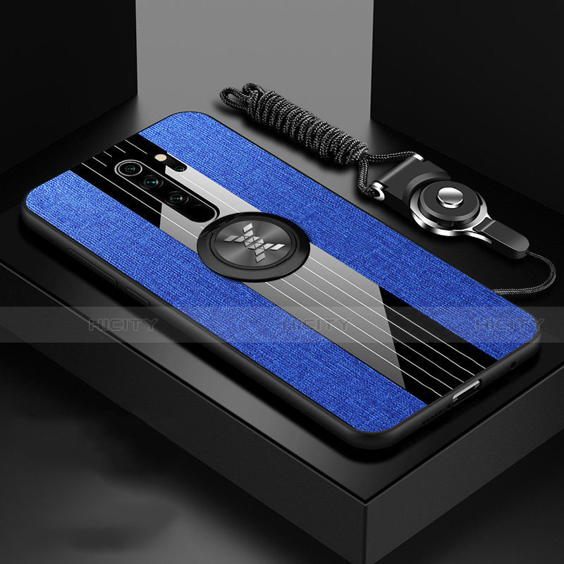 Coque Ultra Fine Silicone Souple Housse Etui avec Support Bague Anneau Aimante Magnetique T01 pour Xiaomi Redmi Note 8 Pro Bleu Plus