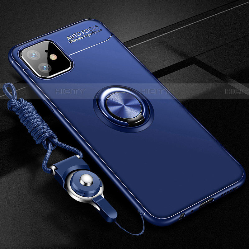 Coque Ultra Fine Silicone Souple Housse Etui avec Support Bague Anneau Aimante Magnetique T02 pour Apple iPhone 11 Bleu Plus