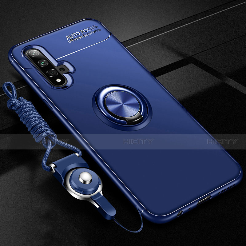 Coque Ultra Fine Silicone Souple Housse Etui avec Support Bague Anneau Aimante Magnetique T02 pour Huawei Honor 20 Bleu Plus