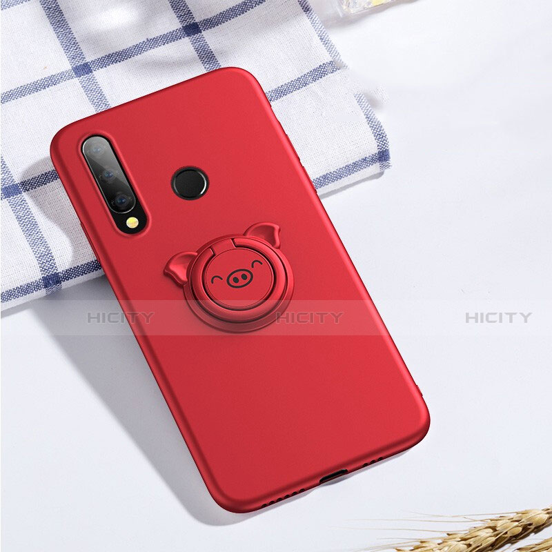 Coque Ultra Fine Silicone Souple Housse Etui avec Support Bague Anneau Aimante Magnetique T02 pour Huawei Honor 20 Lite Rouge Plus