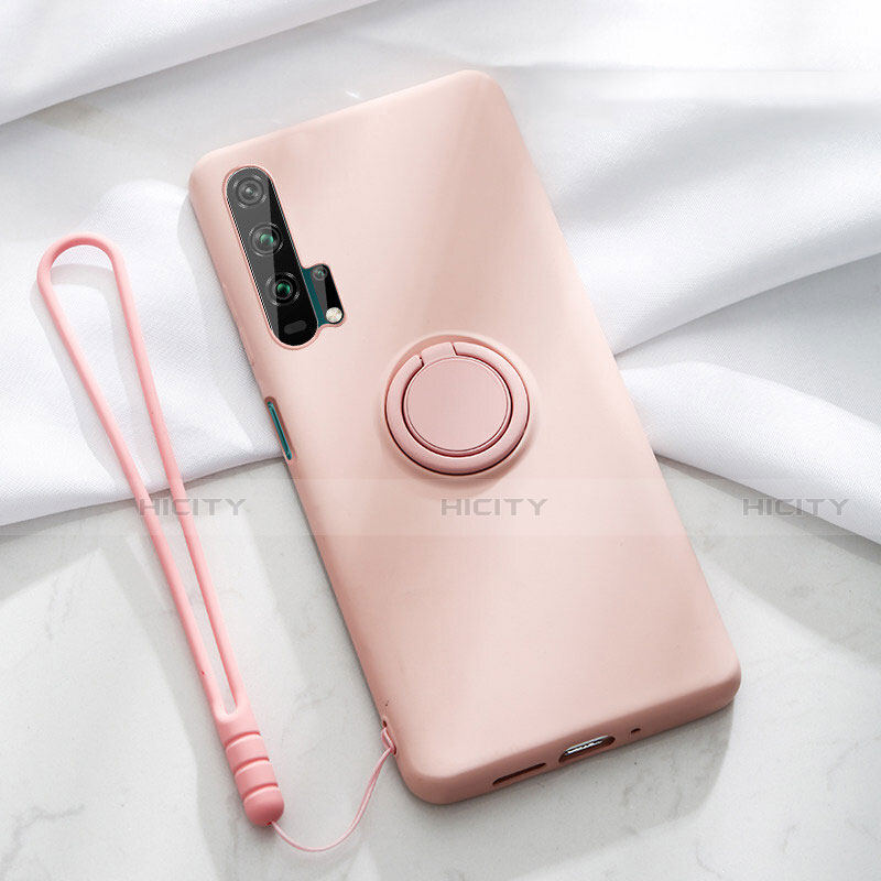 Coque Ultra Fine Silicone Souple Housse Etui avec Support Bague Anneau Aimante Magnetique T02 pour Huawei Honor 20 Pro Rose Plus