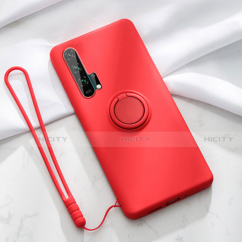 Coque Ultra Fine Silicone Souple Housse Etui avec Support Bague Anneau Aimante Magnetique T02 pour Huawei Honor 20 Pro Rouge Plus