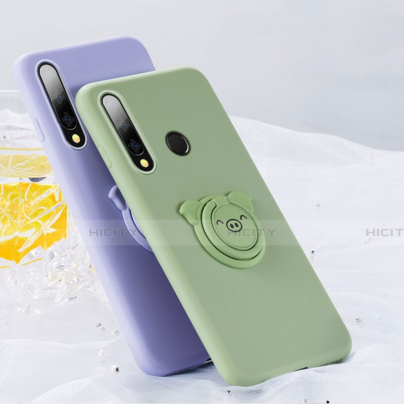 Coque Ultra Fine Silicone Souple Housse Etui avec Support Bague Anneau Aimante Magnetique T02 pour Huawei Honor 20E Plus