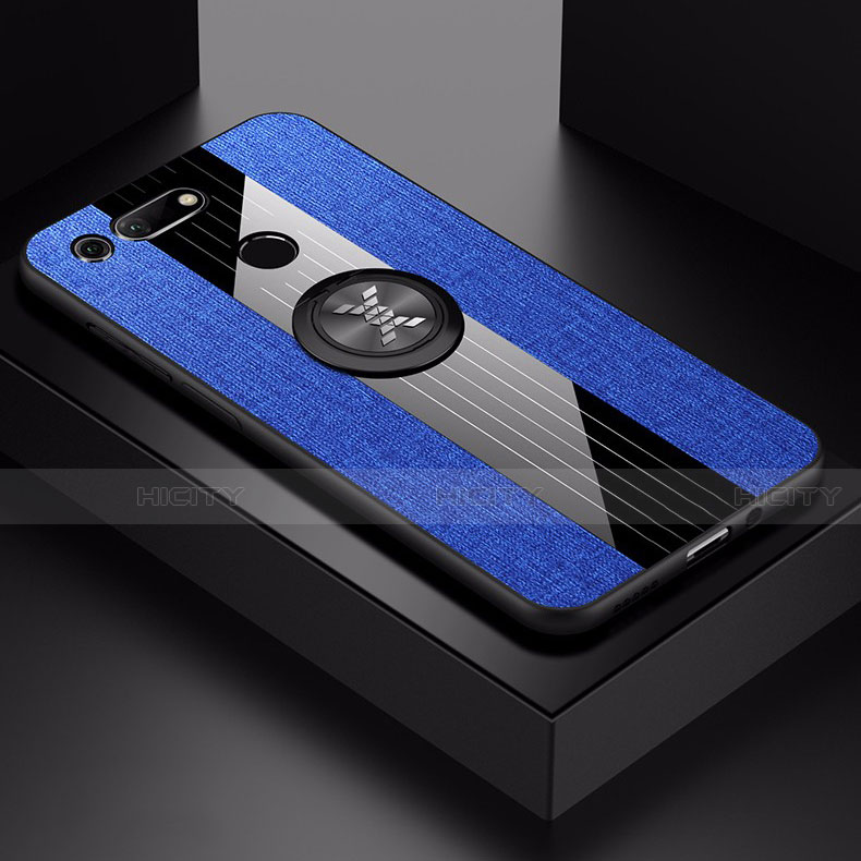 Coque Ultra Fine Silicone Souple Housse Etui avec Support Bague Anneau Aimante Magnetique T02 pour Huawei Honor View 20 Bleu Plus