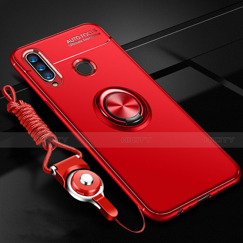 Coque Ultra Fine Silicone Souple Housse Etui avec Support Bague Anneau Aimante Magnetique T02 pour Huawei Nova 4e Rouge Plus