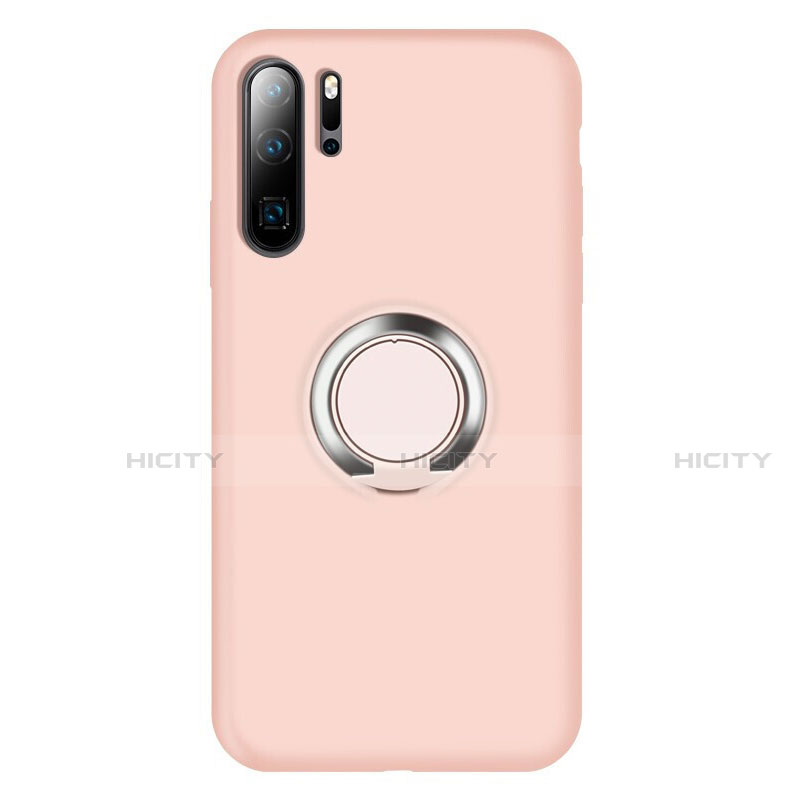 Coque Ultra Fine Silicone Souple Housse Etui avec Support Bague Anneau Aimante Magnetique T02 pour Huawei P30 Pro New Edition Rose Plus