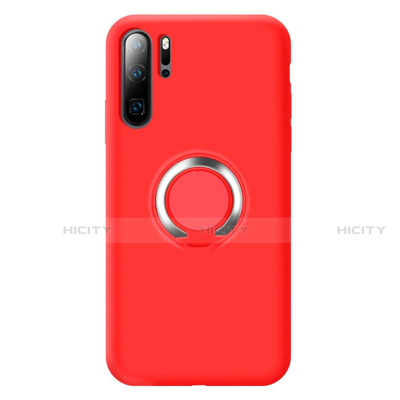 Coque Ultra Fine Silicone Souple Housse Etui avec Support Bague Anneau Aimante Magnetique T02 pour Huawei P30 Pro New Edition Rouge Plus