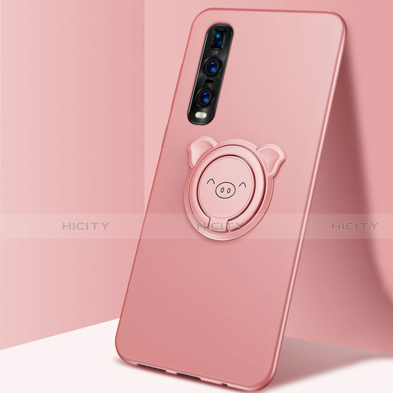 Coque Ultra Fine Silicone Souple Housse Etui avec Support Bague Anneau Aimante Magnetique T02 pour Oppo Find X2 Pro Or Rose Plus