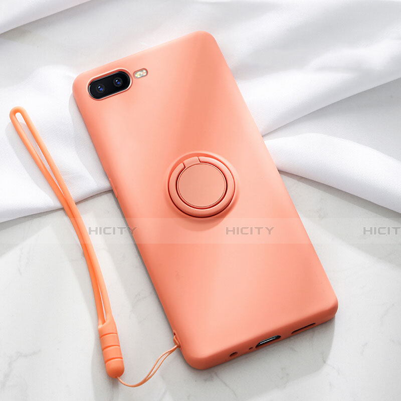 Coque Ultra Fine Silicone Souple Housse Etui avec Support Bague Anneau Aimante Magnetique T02 pour Oppo K1 Orange Plus