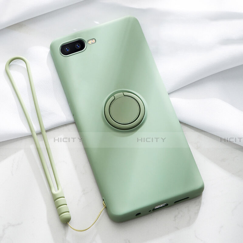 Coque Ultra Fine Silicone Souple Housse Etui avec Support Bague Anneau Aimante Magnetique T02 pour Oppo K1 Vert Plus