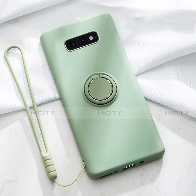 Coque Ultra Fine Silicone Souple Housse Etui avec Support Bague Anneau Aimante Magnetique T02 pour Samsung Galaxy S10e Vert Plus