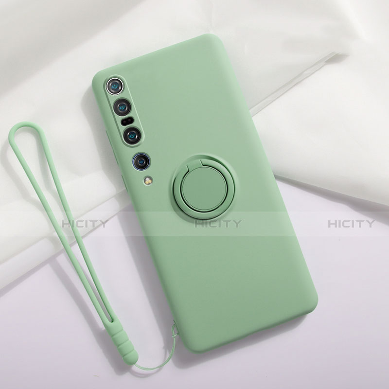 Coque Ultra Fine Silicone Souple Housse Etui avec Support Bague Anneau Aimante Magnetique T02 pour Xiaomi Mi 10 Pro Cyan Plus