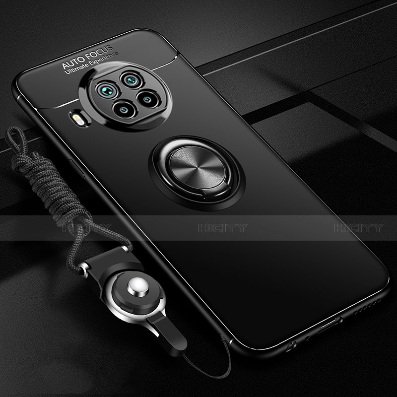 Coque Ultra Fine Silicone Souple Housse Etui avec Support Bague Anneau Aimante Magnetique T02 pour Xiaomi Mi 10i 5G Noir Plus